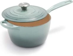 Le Creuset 2 1/4 Qt. Signature Saucepan W/Stainless Steel Knob - Sea Salt- Personalized Engraving Available