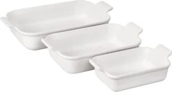 Le Creuset Set Of 3 Heritage Rectangular Dishes - White