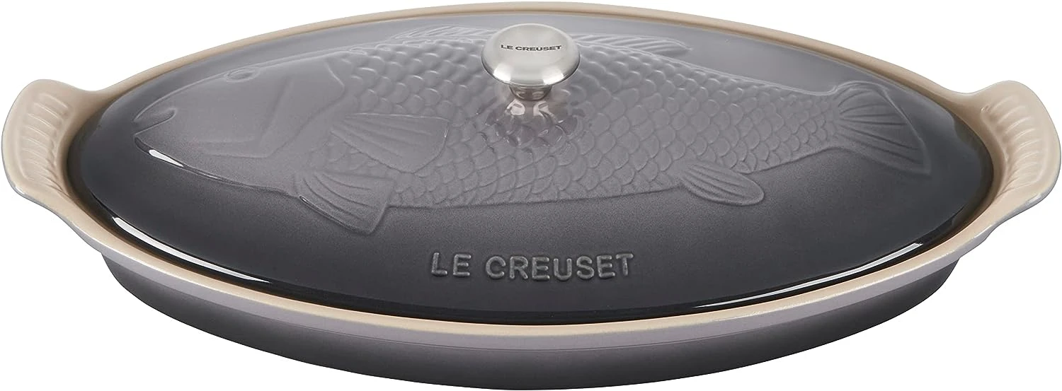 Le Creuset 1.7 Qt. Fish Baker W/Stainless Steel Knob - Oyster
