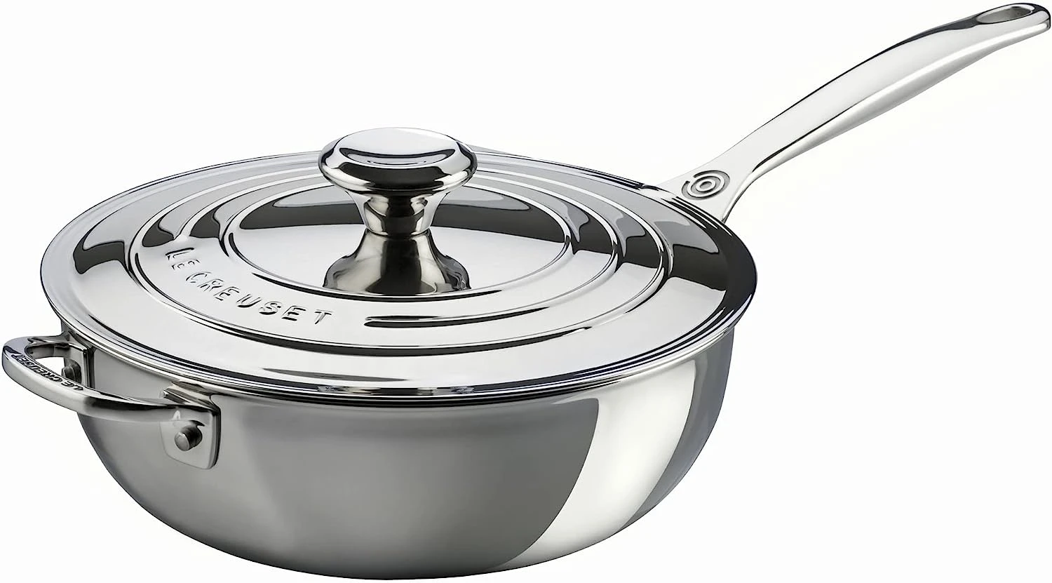 Le Creuset 3 1/2 Qt. Saucier Pan W/Lid & Helper Handle - Stainless Steel