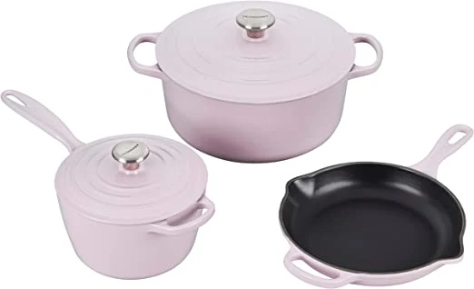 Le Creuset 5-Piece Signature Set W/Stainless Steel Knob - Shallot (5.5 Qt. RDO, 1.75 Qt. Saucepan, 9" Skillet)