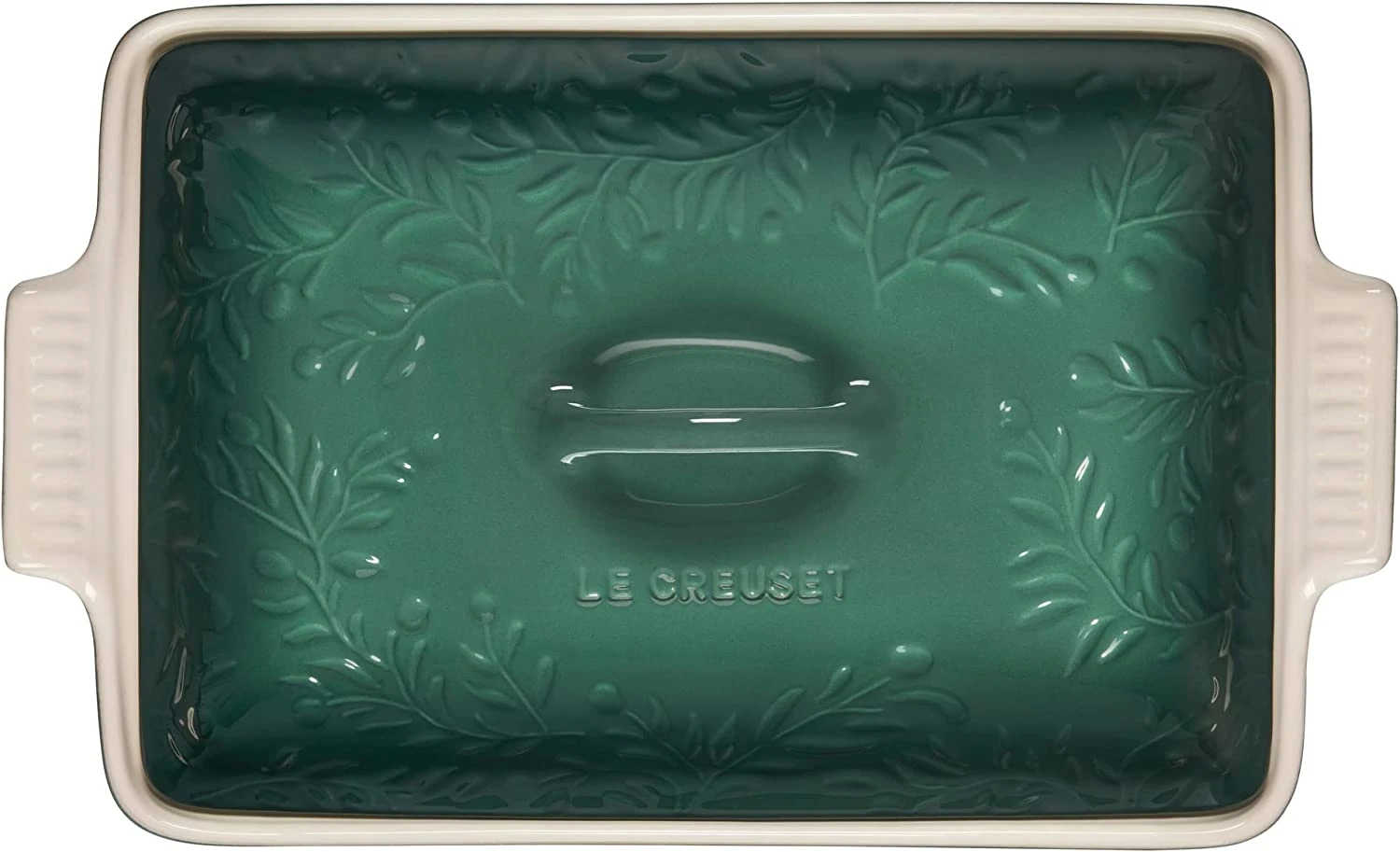 Le Creuset 4 Qt. (12" X 9") Heritage Covered Rectangular Casserole W/Olive Branch Embossed Lid - Artichaut