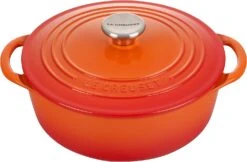 Le Creuset 2 3/4 Qt. Enameled Cast Iron Classic Shallow Round Dutch Oven W/ Stainless Steel Knob - Flame- Personalized Engraving Available