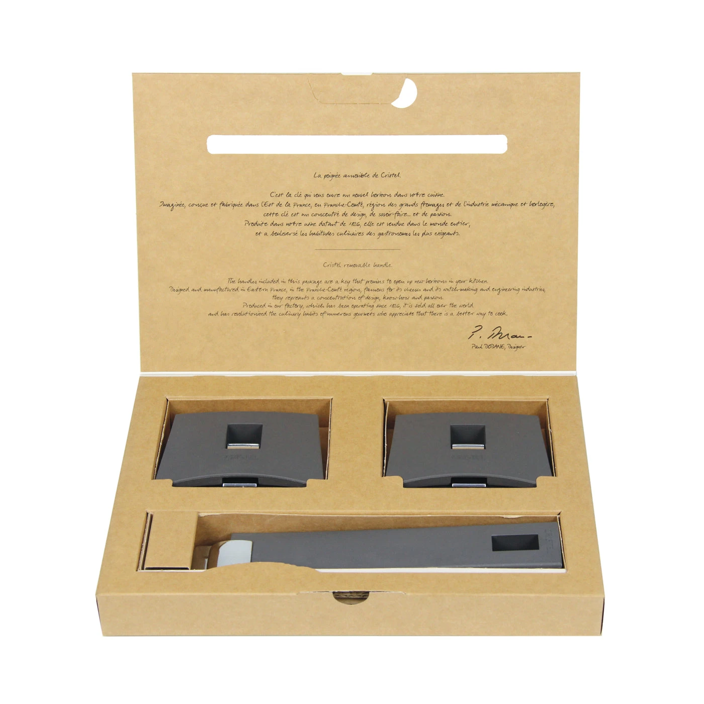 Cristel Mutine Removable Handle - Set Of 1 Handle + 2 Side Handles - Grey