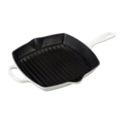Le Creuset 10 1/4" Signature Square Skillet Grill - White