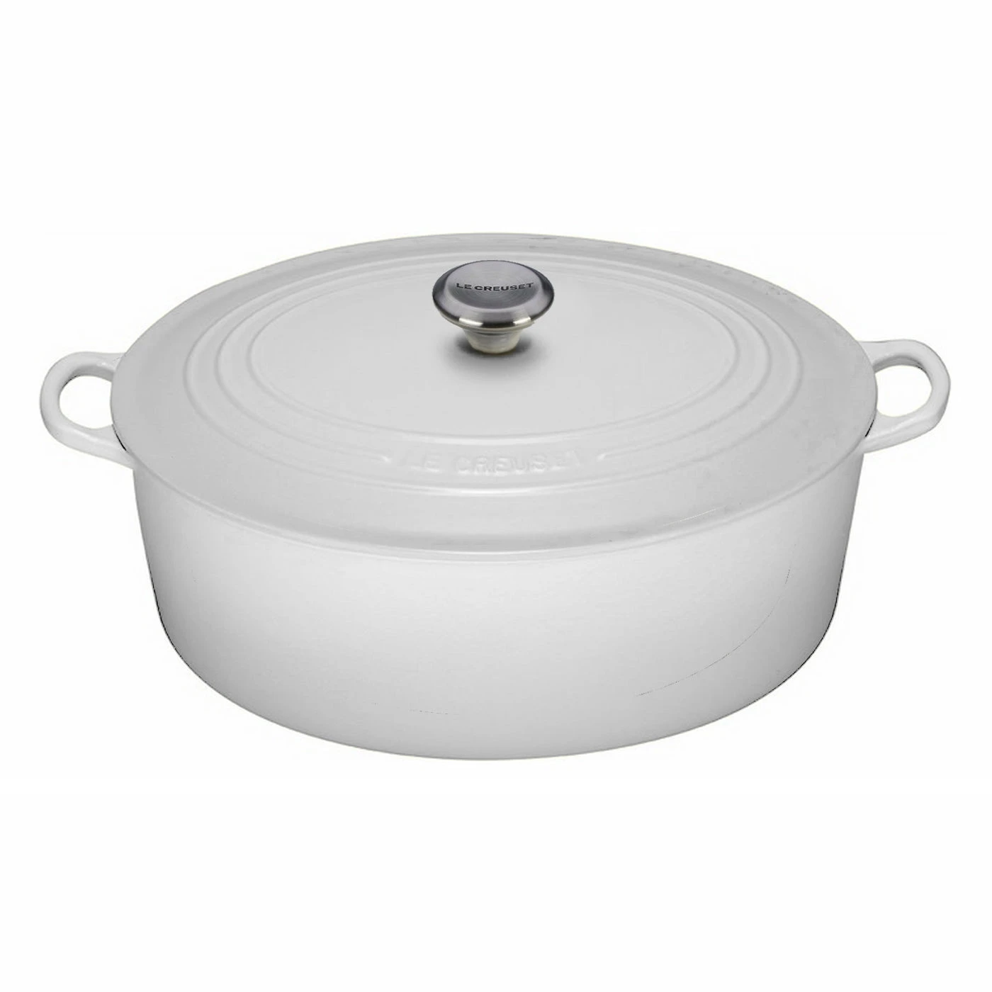 Le Creuset 9 1/2 Qt. Signature Oval Dutch Oven W/Stainless Steel Knob - White- Personalized Engraving Available