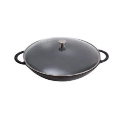 Staub Wok - 14" Black Matte With Glass Lid